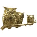 Gouden Wandsculptuur Uilen Op Tak Messing Seventies 47cm thumbnail 11