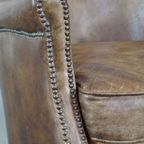 Subtiele Rundleren Fauteuil Met Een Omkeerbaar Kelim Zitkussen thumbnail 12