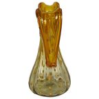 Hand Made Italian Glass Vase (Large)- Amber Colored With Yellow And Orange Details - Excellent Qu thumbnail 7