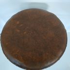 Vintage Antieke Thonet Kruk Stool (Webbing/Leer) thumbnail 8