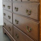 Groot Antiek Eikenhouten Dressoir/ Ladekast/ Commode, Balie Of Presenteer Kast thumbnail 11