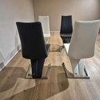 4x Rolf Benz 7800 - Eetkamerstoelen - Nieuwstaat - Zwart-wit thumbnail 2