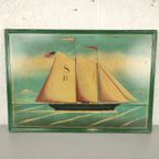 Vintage Beschilderd Paneel Met Schip thumbnail 6