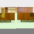 Grote Vintage 5-deurs Teak Kledingkast Italiaanse Stijl Jaren 60 thumbnail 3