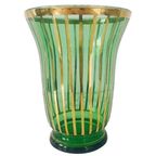 Art Deco Booms Groen Glas De Rupel Vaas Goud 1930’s thumbnail 3