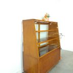 Fineer Toonbank, Winkel Vitrine Met Schuifdeuren, Vintage Vitrinekast thumbnail 8