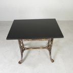 Industriele Tafel, Tuintafel Met Hardsteen Plaat Op Gietijzeren Frame, Jaren 30 thumbnail 7