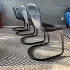 4X Willy Rizzo “All-Black” Chairs For Cidue, Ca 70S thumbnail 8