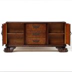 Uniek Dressoir In Notenhout Met Lades En Leeuwenpoten, 19e Eeuw thumbnail 4