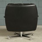 Vintage Lederen Draaifauteuil Met Hocker – Jaren 70 thumbnail 12
