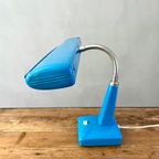 Fel Blauwe Vintage Mid Century Glamor Bureaulamp Uit Japan thumbnail 6