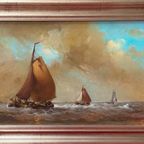 Frans Van Der Heide (1936-1999). Schilderij "Zeegezicht". thumbnail 2