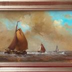 Frans Van Der Heide (1936-1999). Schilderij "Zeegezicht". thumbnail 2