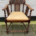 Antiek Eiken Stoel Met Armleuningen, Totale Hoogte 80 Cm thumbnail 10