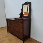 Vintage Dressoir Commode Ladekast Make-up Kast Badkamerkast Met Marmer Blad thumbnail 7