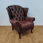 Vintage Chesterfield Stijl Fauteuil, Oorfauteuil 209 thumbnail 2