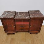 Vintage Mid Century Art Deco Tv Meubel, Dressoir Marmer Blad thumbnail 2