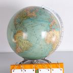 Midcentury Glazen Globe Met Licht Van Columbus Duoerdglobe, Duitsland thumbnail 3