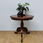 Antieke Ronde Salontafel, Koffietafel Wijntafel Mahonie Hout thumbnail 4