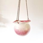 Vintage Roze Créme Hangpot Keramieke Vintage Pot Jaren 70 thumbnail 2