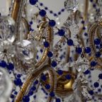 Vintage Kobalt Blauwe Murano - Glas En Kristal - Kroonluchter Met Kralen thumbnail 8