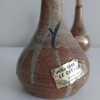 Set Van Twee Vintage Olie- En Azijnkruikjes, Handgemaakt. Keramiek. Mid-century. thumbnail 4