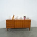 Teak Fineer Dressoir Barkast Met Lades En Klepdeuren thumbnail 6