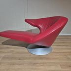 2x Leolux Parabolica Fauteuils - Rood - Leder - Design -zgan thumbnail 19