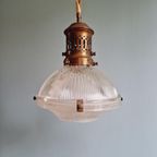 Paar Prismatische Glazen Hangers Van Holophane, 1920-30 thumbnail 10