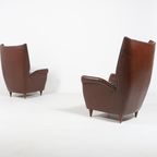 Pair Of Italian Wingback Lounge Armchairs Model 512 By Gio Ponti, 1950’s thumbnail 4