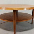 Vintage Mid Century Houten Salontafel, Rond thumbnail 4