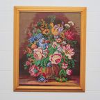 Grenen Lijst Geborduurde Vaas Bloemen thumbnail 3