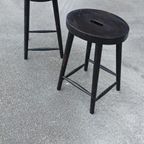 2 X Vintage Houten Kruk, P/p/s thumbnail 6