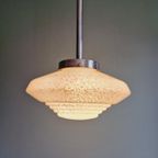 Art Deco Hanglamp In Wit Gespikkeld Glas, Jaren 30 thumbnail 10