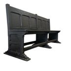Vintage Massief Houten Bank / Zitbank In Het Zwart thumbnail 13