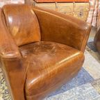 Showroommodel 2X Stoere Industriële Chesterfield Fauteuils In Vintage Cognac Leder thumbnail 6