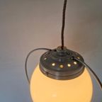 Art Deco Opaline Hanglamp Aluminum Frans thumbnail 10