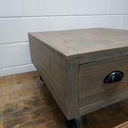 Industriële Verrijdbare Salontafel Of Planten-Koffietafel Met 4 Lades thumbnail 11