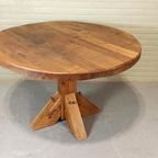 Vintage Wabi Sabi Massief Eikenhout Eettafel, Rond thumbnail 14