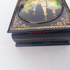 Vintage Juwelen Doos.russische Juwelen Doos.handgeschilderd Gelakt thumbnail 8