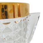 Mid-century Ijsemmer Zwaar Geslepen Kristal Met Handvatten Messing 1950’s thumbnail 2