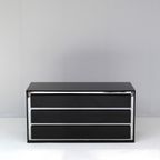 Black Living Furniture Set In Steel Profiles Attributed To Acerbis, 1970S. thumbnail 13