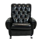 Chesterfield Fauteuil Zetel Zwarte Skai Chroom Onderstel Sixties thumbnail 6