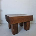 Brutalist Wabi Sabi Massief Houten Bijzettafel thumbnail 7
