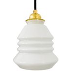 Vintage Hanglampje Opaline Wit Goud thumbnail 5