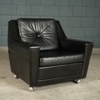 Vintage Lederen Fauteuil – Zwart – Jaren 70 thumbnail 6