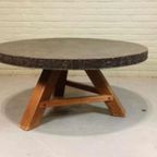 Vintage Brutalist Salontafel, Rond thumbnail 2