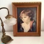 Mooie Houten Vintage Lijst Met Prent Meisje thumbnail 7