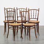 Set Van 5 Charmante, Zeer Elegante Antieke Thonet Design Bistro/ Eetkamerstoelen thumbnail 2