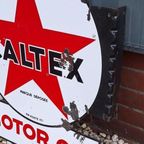 Dubbelzijdig Xl Emaille Reclame Bord Van Caltex Motor Oil️⛽️ thumbnail 2